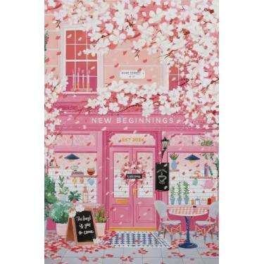 Imagem de EIBEILI Kits de arte de diamante para adultos, kits de pintura de diamante rosa Sakura para iniciantes redondos 5D broca completa pontos de diamante artesanato para decoração de parede de casa