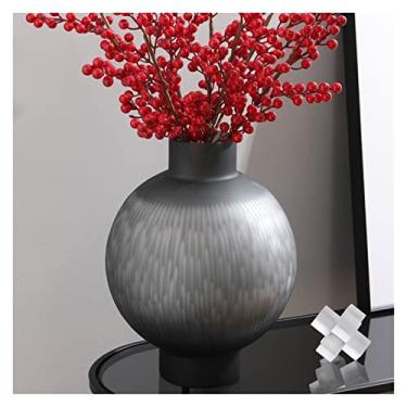 Imagem de x3anggyt5 Vaso de flores nórdico criativo retrô leve luxo vaso de vidro de alta qualidade, arranjo de flores para sala de estar, decoração de hotel macia à base de água, decoração de casa (médio)