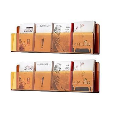 Imagem de Porta-revistas de parede acrílico, suporte de brochura de economia de espaço para pendurar, estante de armazenamento de literatura para quarto de berçário de sala de jogos (cor: 2 peças, tamanho: 100