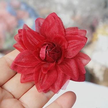 Imagem de 10 peças/lote série vermelha rosa tecido flor para convite de casamento flores artificiais para decoração de vestido, 20