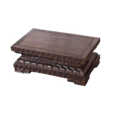 Imagem de Base de vaso com base de bonsai de ébano, suporte de vaso retangular multifuncional vintage (grande)