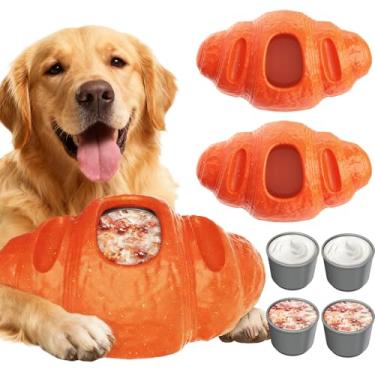 Imagem de TOHONGADON 2 peças de brinquedos agressivos para cães grandes, alívio da ansiedade para cães, brinquedo de petisco congelado para cães, brinquedos de mastigar indestrutíveis para manteiga de amendoim