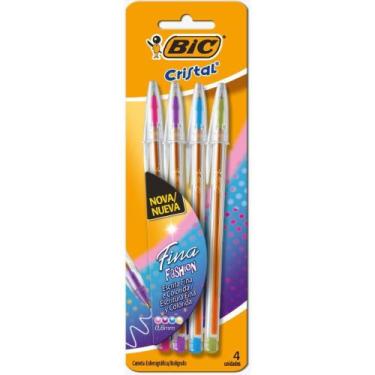 Imagem de Caneta Esferográfica Cristal Fina Fashion 4 Cores Blister - BIC