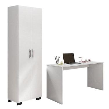 Imagem de Mesa para Computador Gávea e Livreiro Office com Portas Grandes Branco