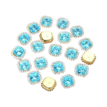 Imagem de Strass Quadrados Coloridos 20 Peças Com Base De Garra, Botões Para Art