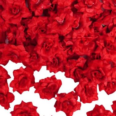 Imagem de phnydreg 50 peças de cabeças de rosas artificiais, flores falsas, flores de seda, flores falsas para centro de mesa de casamento, artesanato de bolo, decoração de guirlanda de casa