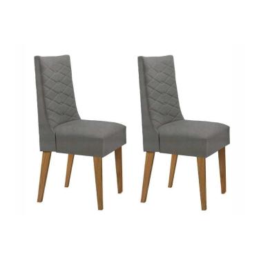 Imagem de Kit 2 Cadeiras De Cozinha Dafne 2 Un Madeira Capuccino Linho Grafite Rufato