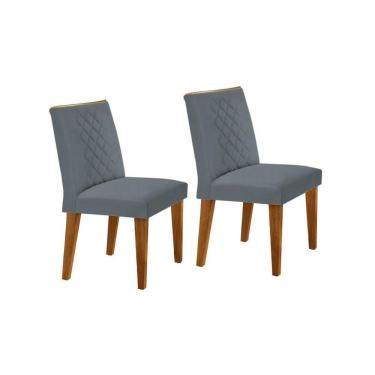 Imagem de Kit 2 Cadeiras De Cozinha Jade Madeira Capuccino-suede Grafite - Rufato