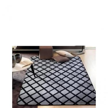 Imagem de Tapete Flannel Sala Quarto Luxo Macio 2,00X1,40 Preto Branco