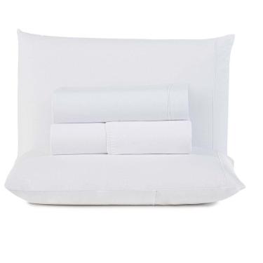 Imagem de Jogo De Lençol Lidian Liso Queen 4 Peças Hiperpercal Peletizado 180 Fios - Branco