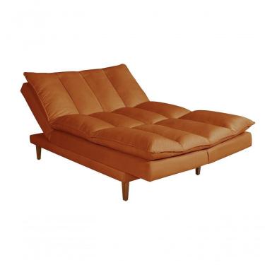 Imagem de Sofá Cama Vancouver 3 Lugares Império Reclinável Casal Pés Madeira Suede Terracota 174
