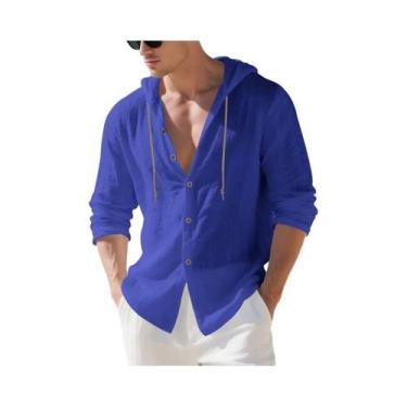 Imagem de Cardigã Masculino Solto De Manga Longa Com Capuz, 15 Cores, Camisa Cas