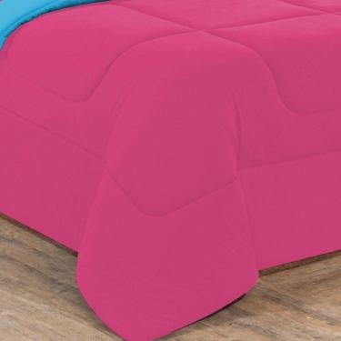 Imagem de Kit Edredom + Jogo De Lençol Malha 100% Algodão Gran Moratta 7 Peças Queen - Pink -azul Turquesa
