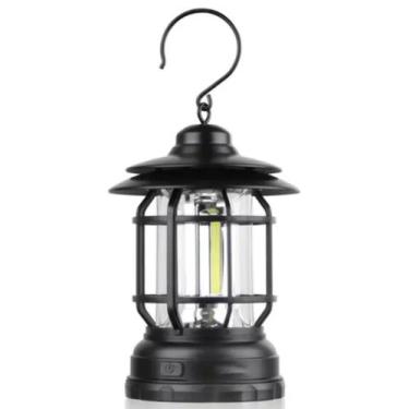 Imagem de Lampião Retrô Lanterna Luminária LED Pilha Portátil para Camping, Pesc