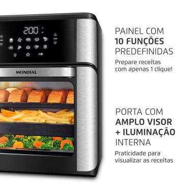 Imagem de Fritadeira Elétrica Air Fryer Mondial Forno Oven AFON-12L-BI-BC 12L Preta/Inox - 220V