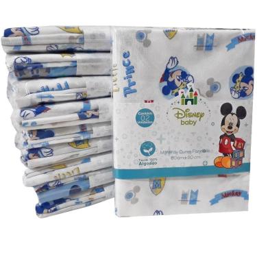 Imagem de Kit Com 2 Manta Cueiro Flanelado Disney 80X80Cm Mickey