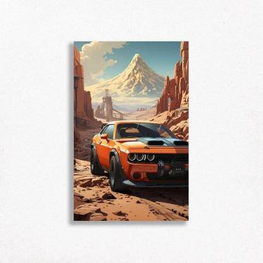 Imagem de Quadro Decorativo Dodge Challenger Carro Corrida Deserto V8
