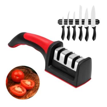 Imagem de Amolador De Facas 3 Opções Fio Inox Profissional Afiador - Amoladores 