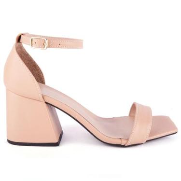 Imagem de Sandália Feminina Gisele Salto Grosso 7cm Moda Evangélica Elegante Con