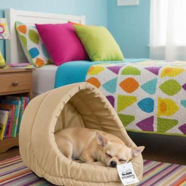 Imagem de Cama Suede Iglu Luxo Caes Gato Lavavel Casinha Bege Oferta - - Maxximo