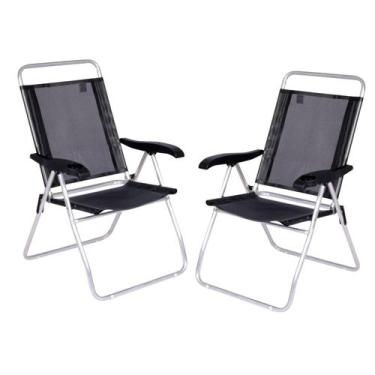 Imagem de KIt 2 Cadeiras de Praia Boreal Porta Copos Preta Mor