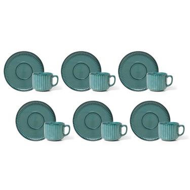 Imagem de Jogo De Xícaras Copa E Cia 12 Peças Ravonna Em Cerâmica Chloros Verde
