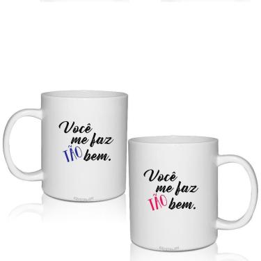 Imagem de Kit 2 Canecas Brancas - Me Faz Bem - Dia Dos Namorados
