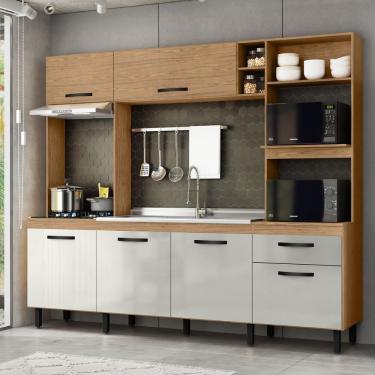 Imagem de Cozinha Compacta 6 Portas E Gaveta Zoe Freijó-off White