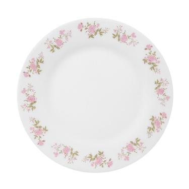 Imagem de Prato Raso De Vidro Branco Flowers Flores Pink 25,5cm Em Casa Tem