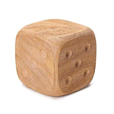 Imagem de Escultura Decorativo Dado Amadeirado Em Poliresina Mart 14cm