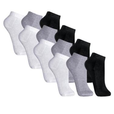 Imagem de Kit 12 Pares de Meias Cano Curto Meia Masculino e Feminino Para Trabal