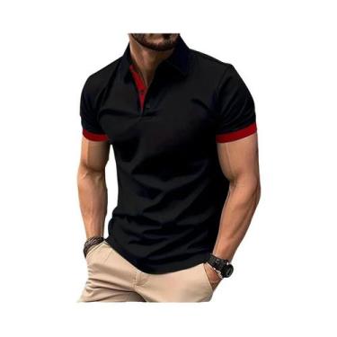 Imagem de Moda masculina de manga curta combinando com lapela masculina manga cu