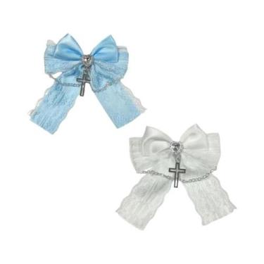 Imagem de Clipe De Cabelo Estilo Lolita Preto E Branco Para Meninas E Mulheres, 