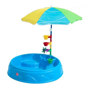 Imagem de Piscina Infantil Interativa com Guarda Sol para Crianças de 2 Anos ou Mais, Step2, Azul