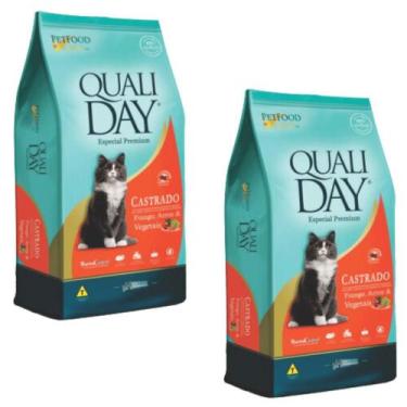 Imagem de Ração qualiday cat frango arroz veg. gato castrado 1kg 2un - PET FOOD 