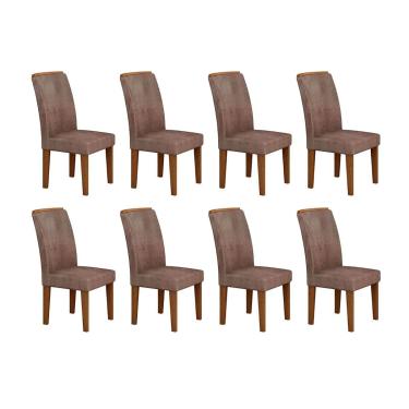 Imagem de Kit 8 Cadeiras Sala Jantar Lunara 8 Un Imbuia/Suede Capuccino - Rufato