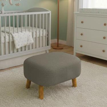 Imagem de Poltrona Amamentação Madeira e Puff Jhessy Linho D03 - D Rossi - DRoss