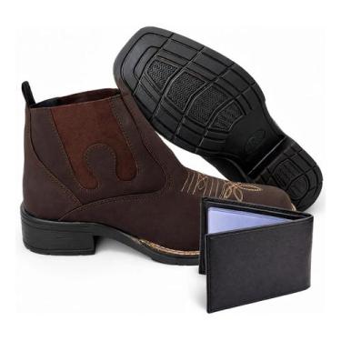 Imagem de Kit Botina Masculina Texana Country Carteira Slim Versatil - Oldsen, C