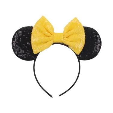 Imagem de Tiara De Orelhas De Rato Com Laço De Lantejoulas De 5 Polegadas Para M