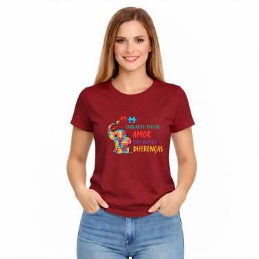 Imagem de Camiseta Feminina Inclusão Autismo Amor Não Há Diferenças Estampa Colorida-Feminino