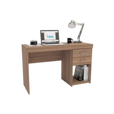 Imagem de Mesa Computador Escrivaninha Malta c/ 2 Gavetas Castanho - Politorno