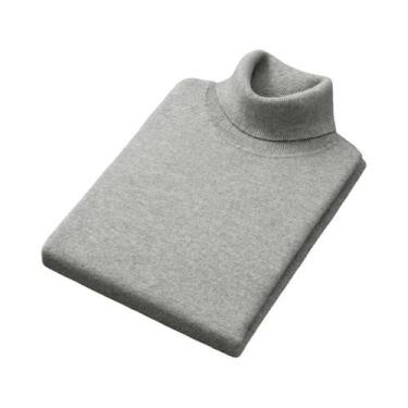 Imagem de Suéter Masculino De Gola Alta Em Mistura De Cashmere E Algodão, Tricot