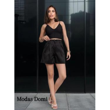 Imagem de Modas Domi Short Feminino de Cetim Cintura Alta BOLSO SOCIAL PROMOÇÃO 