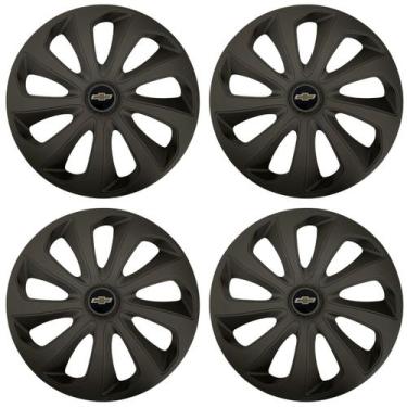 Imagem de Jogo Calota Velox 15 Preto Fosco Onix 2014 2015 2019 - Garagem Online 