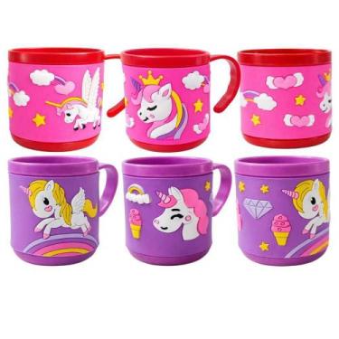Imagem de Caneca Copo Infantil Emborrachado 230ml Unicórnio Astronauta Tubarão R