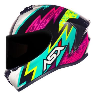 Imagem de Capacete Feminino Fechado Asx Draken Thunder Rosa Moto, Preto Cinza Ve