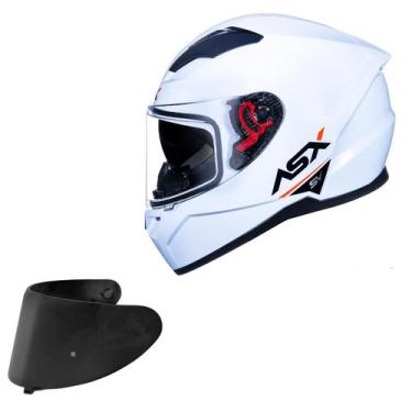 Imagem de Capacete Asx City SV Branco Brilho Oculos + Viseira Fume, Branco Brilh