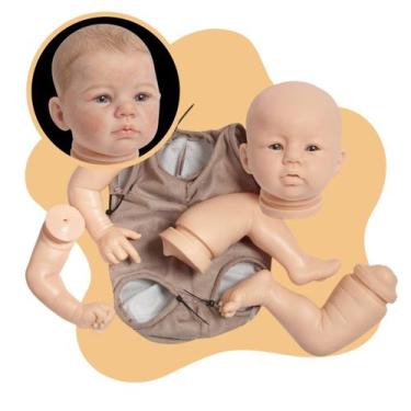Imagem de Kit Boneca Bebê Reborn Abigail Corpo Pano Artesanal Realista - Cegonha
