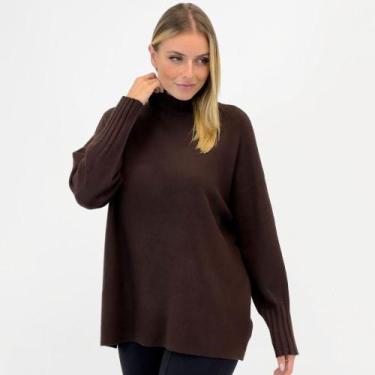Imagem de Blusa Facinelli Tricot Básica Gola Alta Feminina, P, Cafe escuro