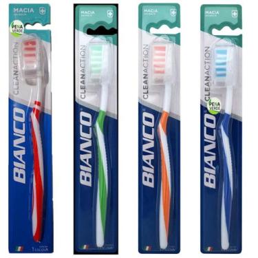 Imagem de Escova de Dente Clean Action Bianco Macia Dental - Kit 4 Uni